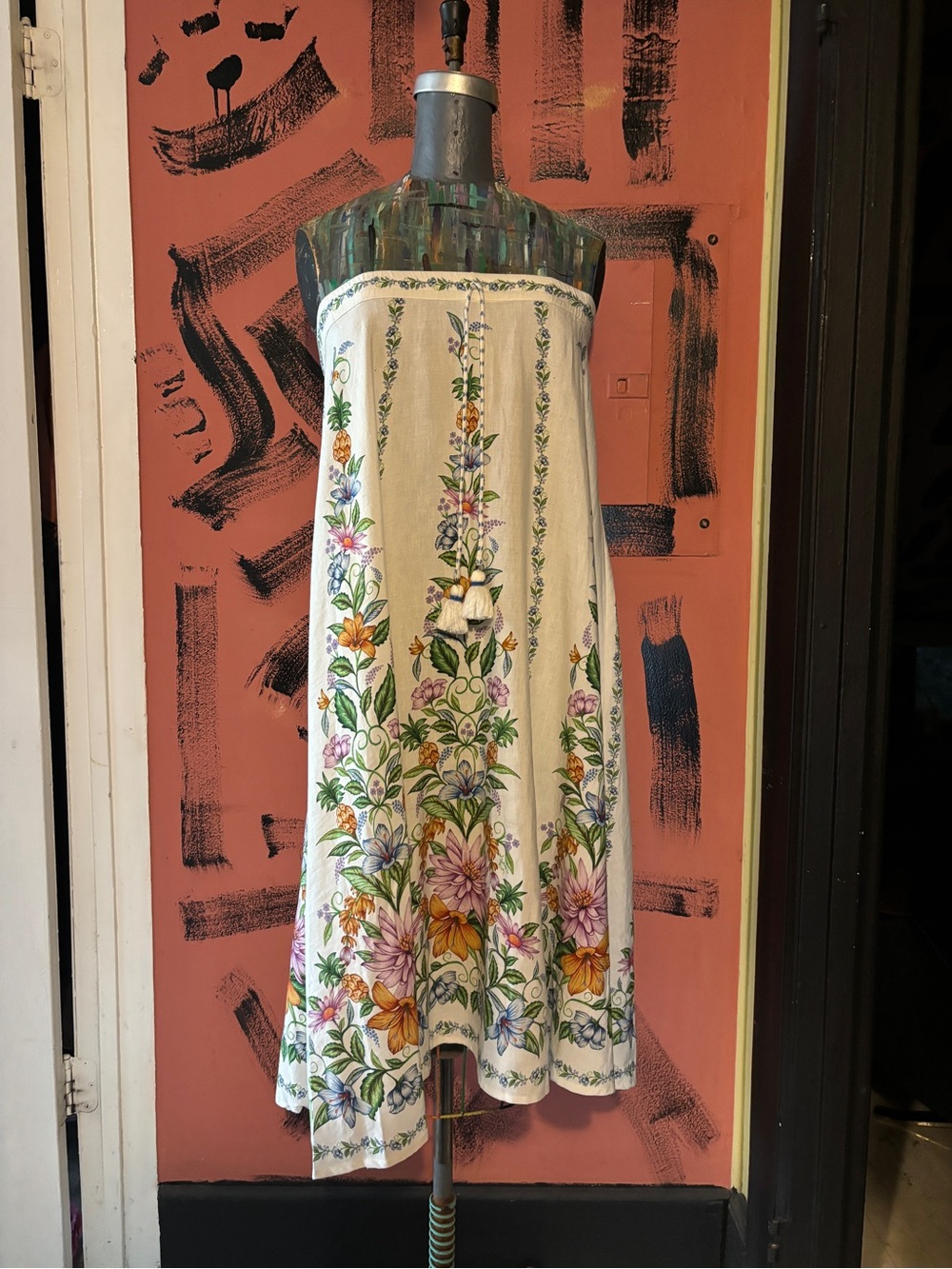 FARM Rio Cream Midi Skirt with Colorful Floral Panels - Picture 5 of 7